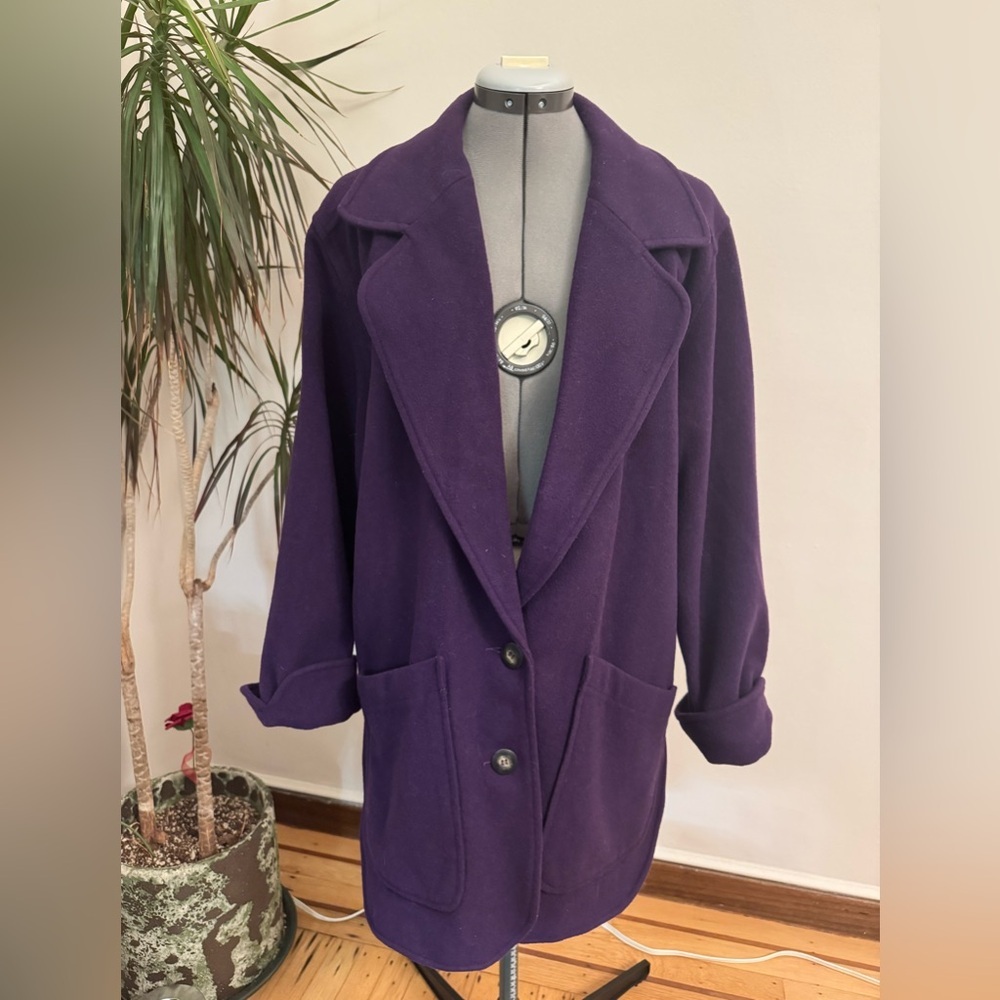 Vintage Crocodile Deep Purple Oversized Wool Coat
